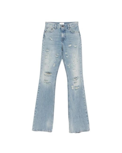 Haikure Blue Flora Broken Celestial Ripped Jeans