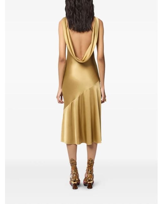 Nina Ricci Metallic Open-Back Midi Dress