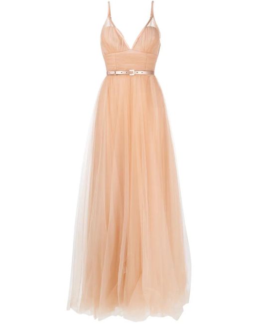 Abito Carpet Con Cintura di Elisabetta Franchi in Natural