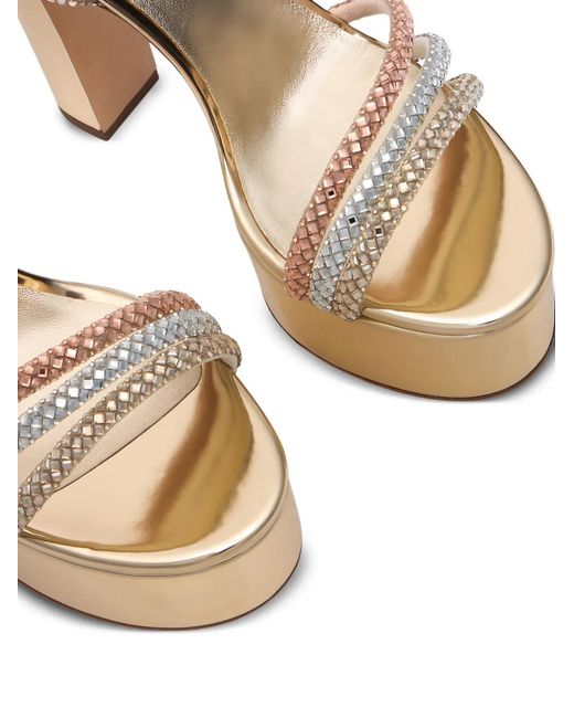 Casadei Natural Patty Andromeda Embellished Platform Sandals