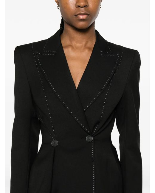 Nissa Black Topstitching Buttoned Jacket