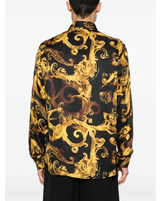 Camisa con estampado abstracto Versace de hombre de color Black