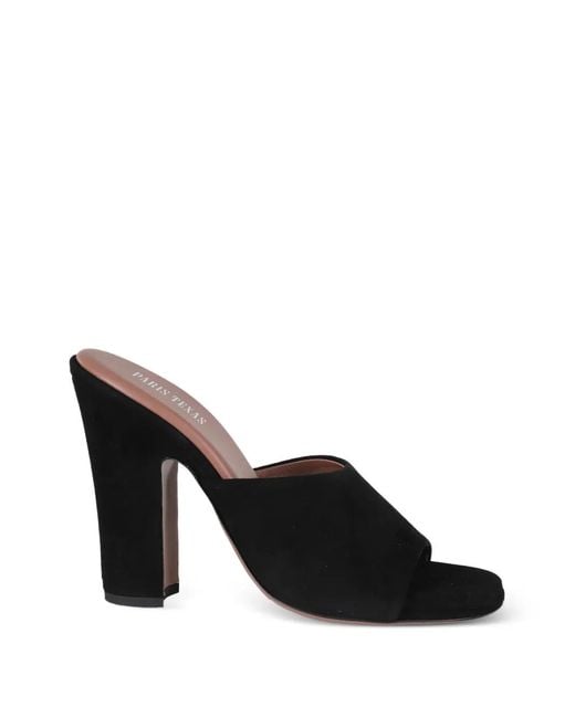 Paris Texas Black Ava Suede Block-Heel Sandals