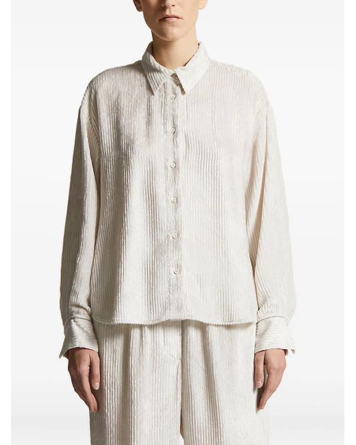 Peserico Button-Down Blouse Met Geribbelde Textuur in het White
