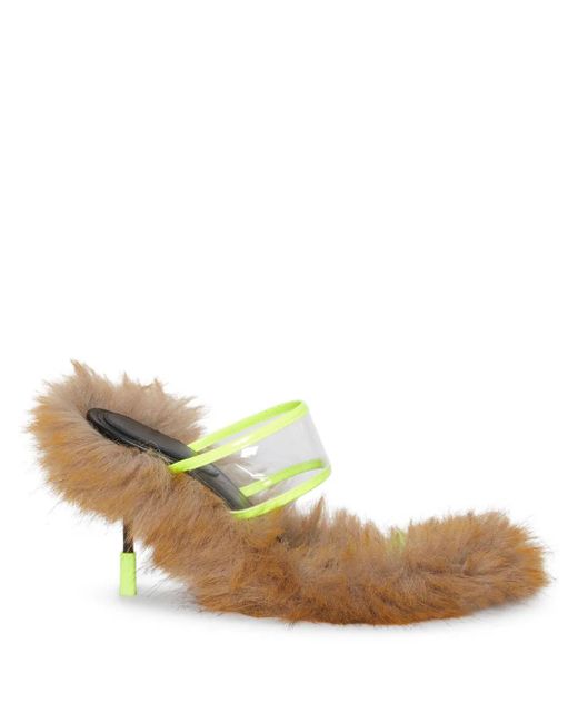 MSGM White Iconic Faux-Fur Heeled Sandals