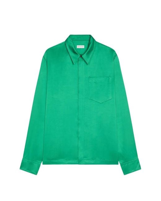 Dries Van Noten Green Zip-Up Shirt for men