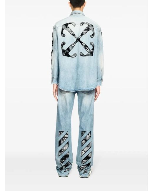 Off-White c/o Virgil Abloh Blue Light Cotton Fresco Shirt for men
