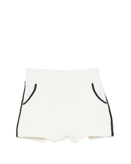 Mc2 Saint Barth Natural Natalja Braid Cable-Knit Contrast-Trim Shorts