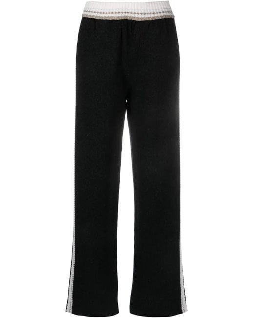 Barrie Black Stripe-Detail Trousers