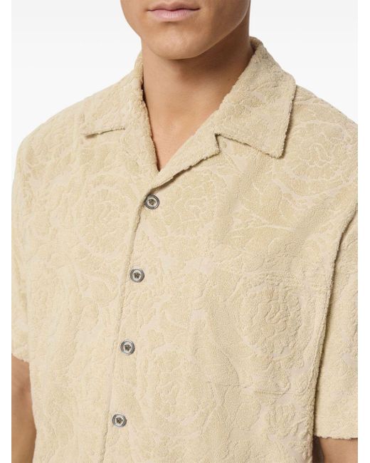 Versace Hemd mit Intarsienmuster in Natural für Herren