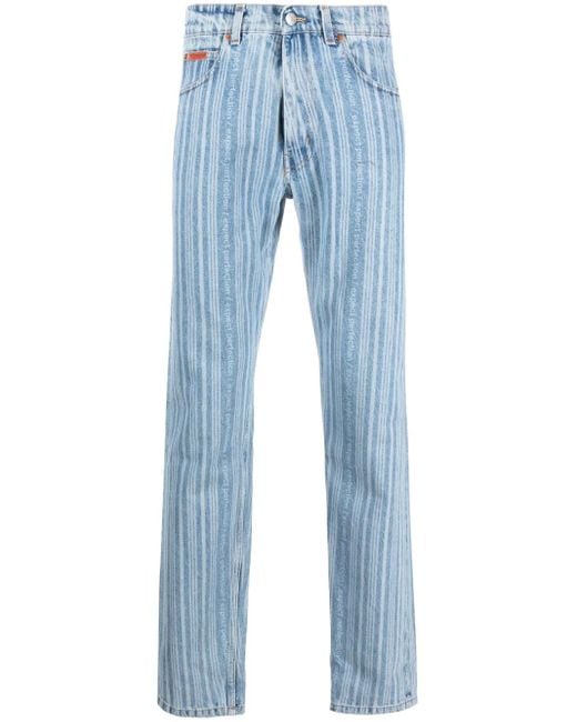 Martine Rose Blue Striped Straight-Leg Jeans for men