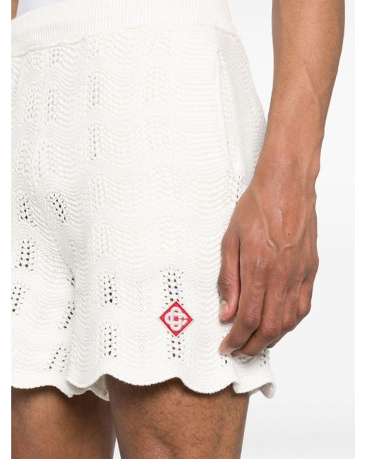 Casablancabrand White Wave Gradient Crochet Shorts for men