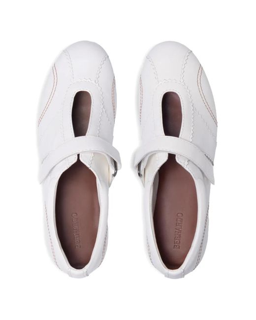 Bernardo White Bozano Topstitched Strap Sneakers