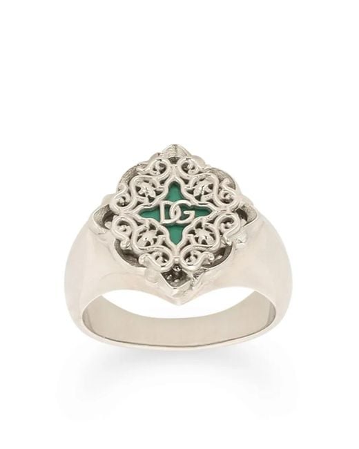 メンズ Dolce & Gabbana マジョリカ エナメル リング White