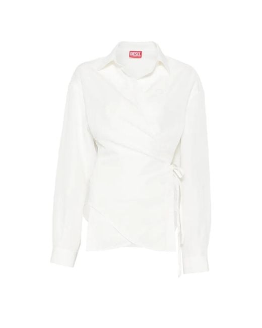 DIESEL White Blouse À Design Cache-Cœur