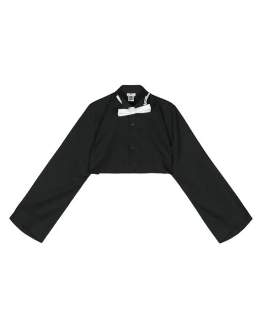 Noir Kei Ninomiya Black Bow-Tie Cropped Shirt