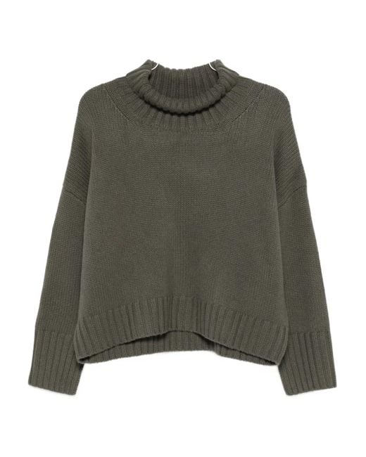 Roll-neck ribbed sweater Soft Goat de color Green