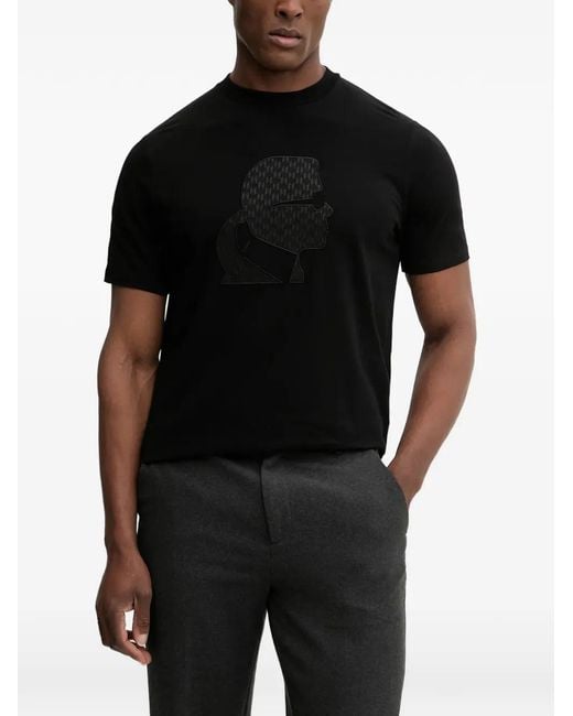 Karl Lagerfeld Black Graphic-Print T-Shirt for men