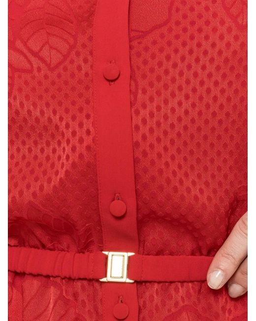 Nissa Red Belted Midi Dress