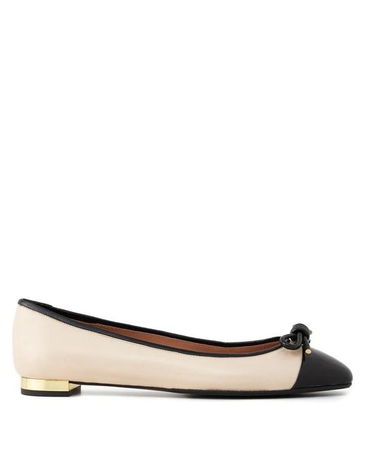 Aquazzura Natural Parisina Bow Round-Toe Ballet Flats