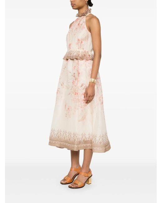 Zimmermann Illuminate Halter Midi Dress in White | Lyst