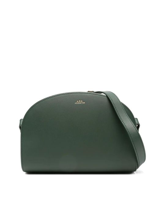 A.P.C. Green Demi-Lune Leather Crossbody Bag