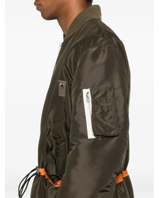 Sacai Brown Drawstring-Waist Bomber Jacket for men
