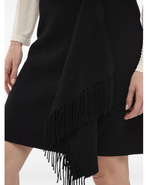 Woolrich Black Fringe-Detail Wrap Skirt