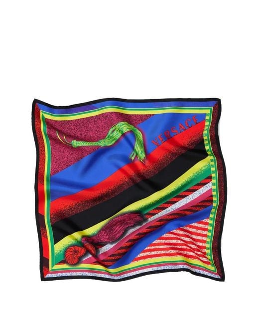 Versace White Printed Silk Twill Scarf 55 Cm