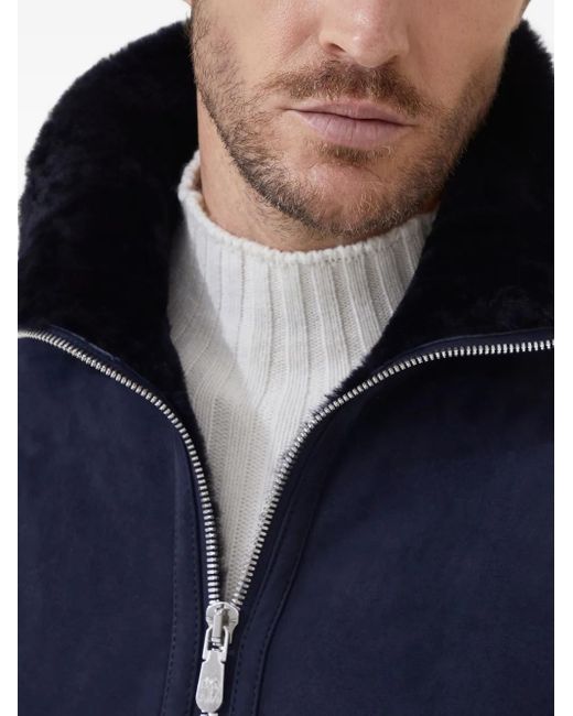 Bomber Con Zip di Brunello Cucinelli in Blue da Uomo