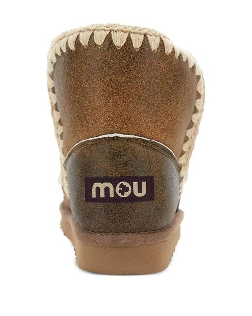 Mou Brown Logo-Patch Leather Boots