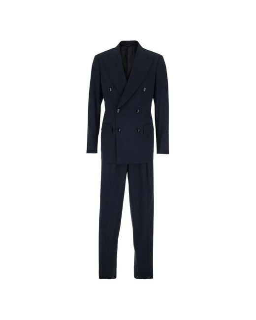 Giorgio Armani Blue Peak-Lapel Double-Breasted Suit for men