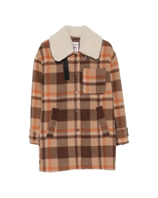 Semicouture Brown Checked Coat