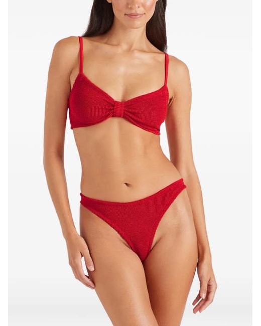 Hunza G Red Alicia Crinkle-Effect Bikini
