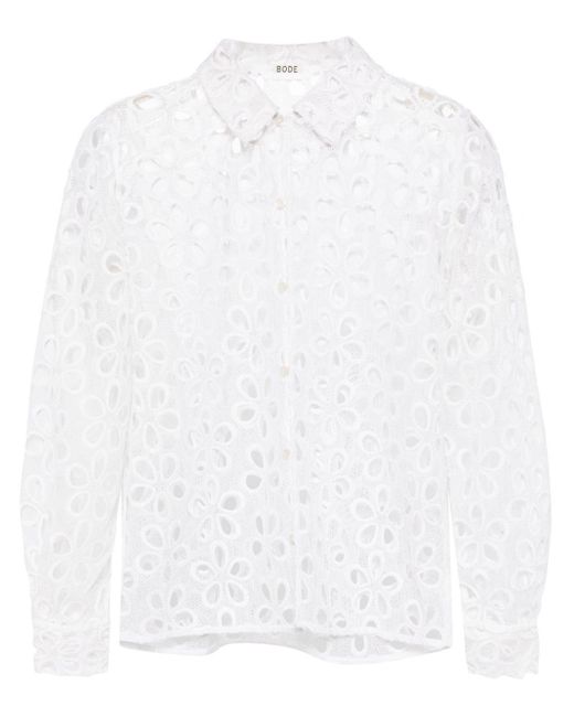 Bode White Primrose Lace Cotton Shirt for men