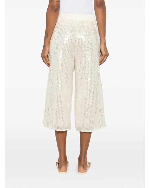 Peserico White Sequin-Embellished Pocket Trousers