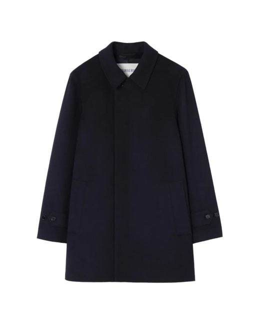 Burberry Blue Mid-Length Cashmere Coat for men