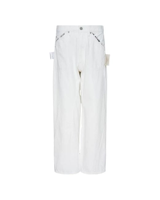 Undercover White Floral-Trim Jeans