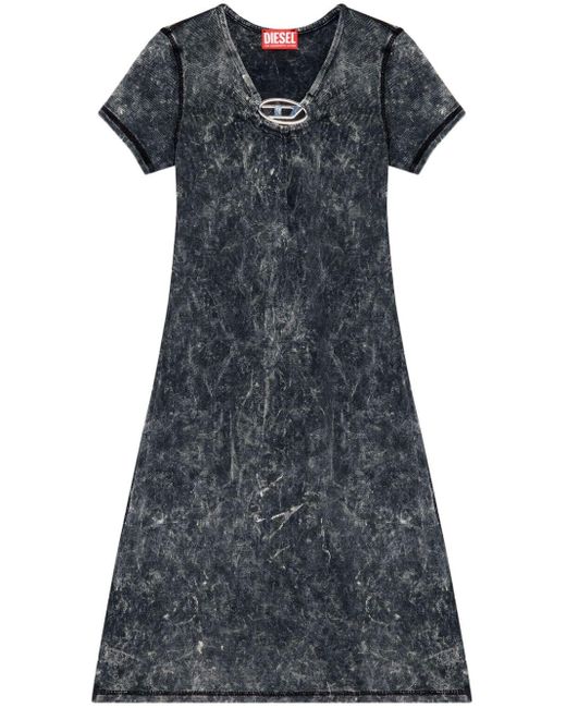 Robe en jean D-Crespe à coupe évasée DIESEL en coloris Black