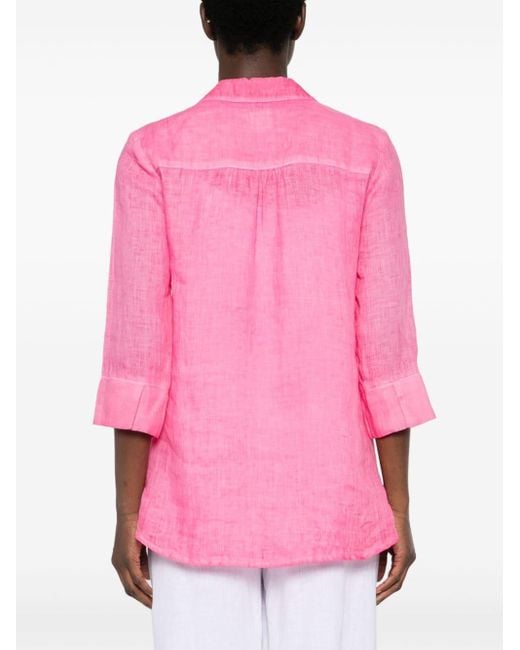 120% Lino Pink Popeline-Hemd aus Leinen