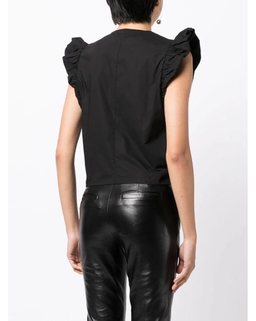 JNBY Black Ruffled-Sleeve Cotton Blouse