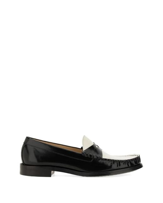 Stuart Weitzman Black Lottie Two-Tone Loafers