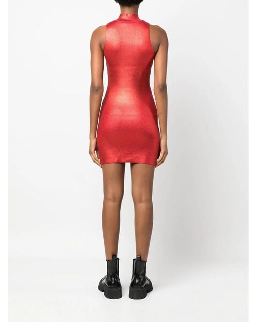 DIESEL Red M-Arcey Logo-Plaque Minidress