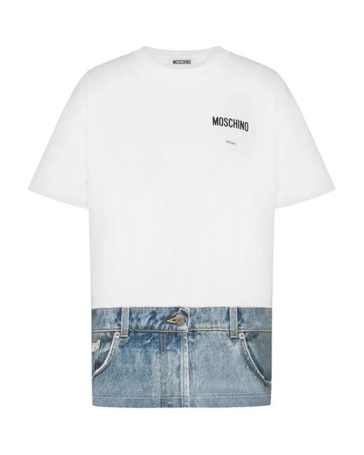 Moschino Blue Printed Organic Cotton Jersey T-Shirt