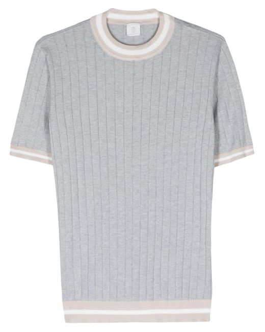 Eleventy Gray Ribbed-knit Cotton Jumper for men