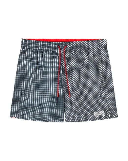 DIESEL Blue Sport-41-D-Core Patterned Swim Shorts for men