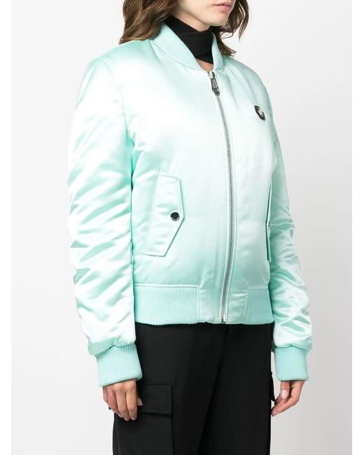 Philipp Plein Green Oversized Bomber Jacket
