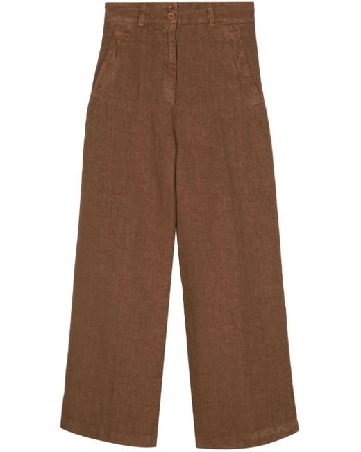 Aspesi Brown Wide-leg Linen Trousers