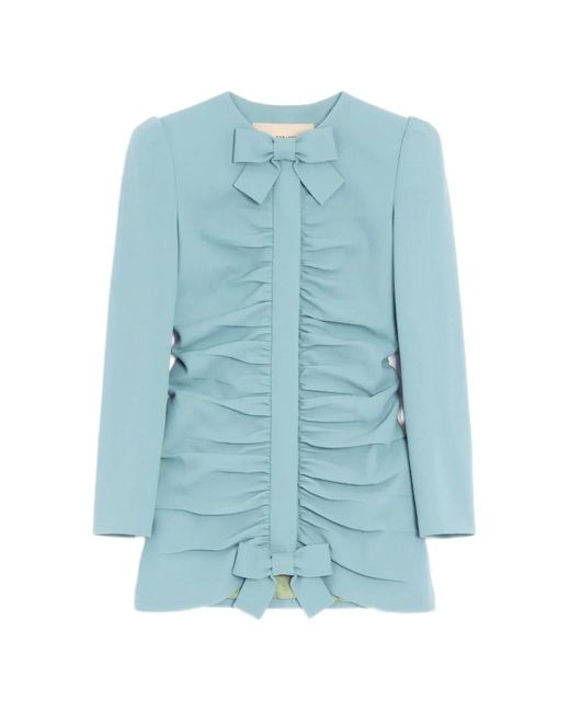 Valentino Garavani Blue Crispy Light Wool Jacket