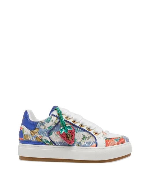 Kurt Geiger Blue Southbank Tag Strass-Embellished Sneakers